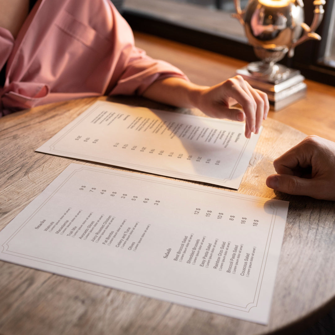 A4 Table Menus