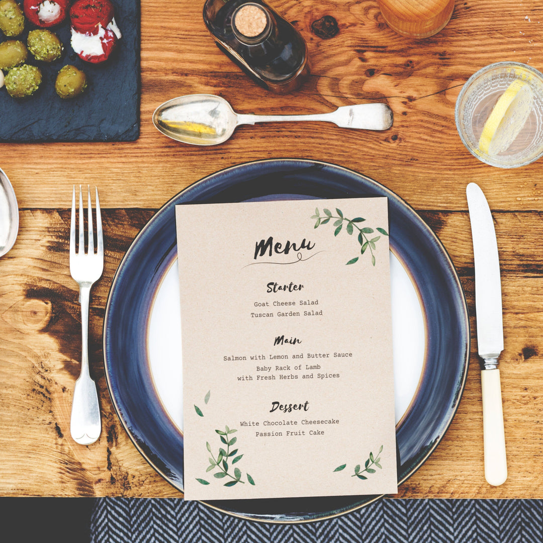 Sample Menu Using Table Table Menus – printexpert.co.uk